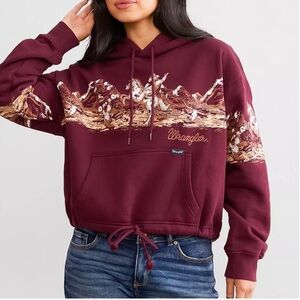 Wrangler Mountain & Cowboy Hooded Sweatshirt M EUC